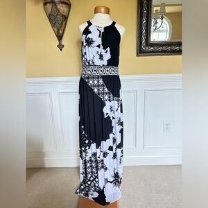 Sleeveless black-and-white maxi dress by White House black market. Size M.